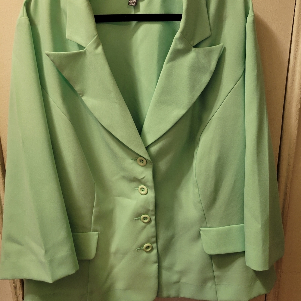 Sweet Suit Women Aquamarine Blazer and Skirt Set 22W